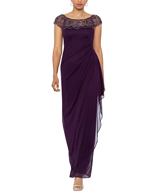 Xscape Embellished-Neck Gown