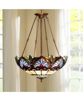 Robert Louis Tiffany Tropical Floral Bronze Pendant Chandelier Lighting 20 1/2" Wide Farmhouse Rustic Art Glass Shade 3