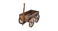 Wood Wagon Planter Pot Stand with Wheels