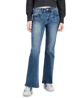 Dollhouse Juniors' High-Rise Bootcut Embellished-Pocket Jeans