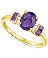 Amethyst (1-1/2 ct. t.w.) & Lab-Grown White Sapphire (1/20 Statement Ring 14k Gold