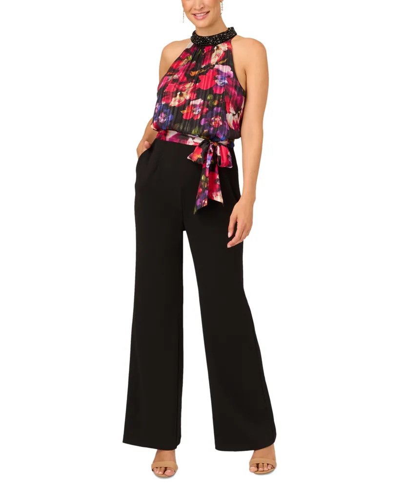 Adrianna Papell Women's Floral-Print Halter Jumpsuit