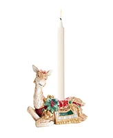 Fitz and Floyd Noel Holiday Resting Deer Candle Holder, 5.5-in