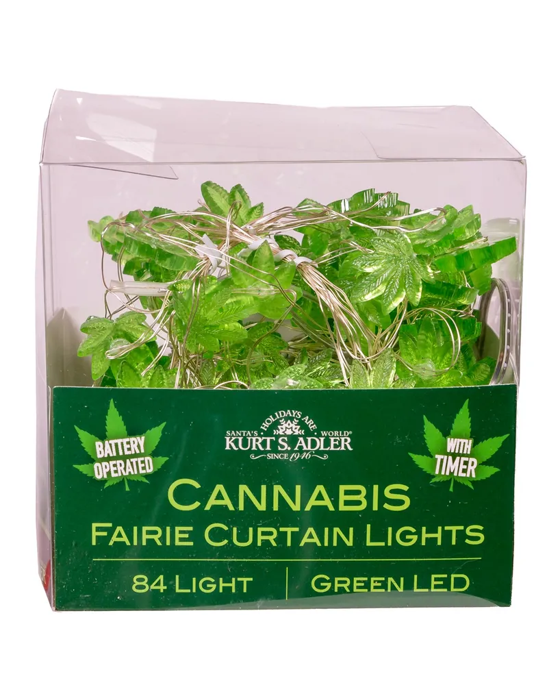 Kurt Adler 84-Light 7-Drop Battery-Operated Cannabis Cartoon Light Set