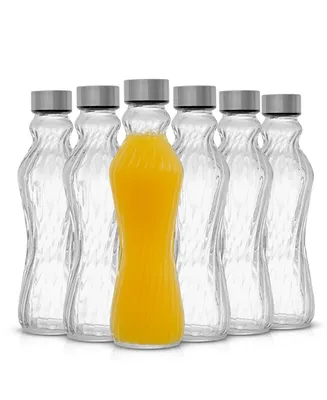 JoyJolt Fluted Glass Spring 16 oz Water Bottles Set of 6
