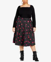 City Chic Plus Size Siena Midi Skirt