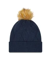 Women's New Era Navy Dallas Cowboys Snowy Cuffed Knit Hat with Pom