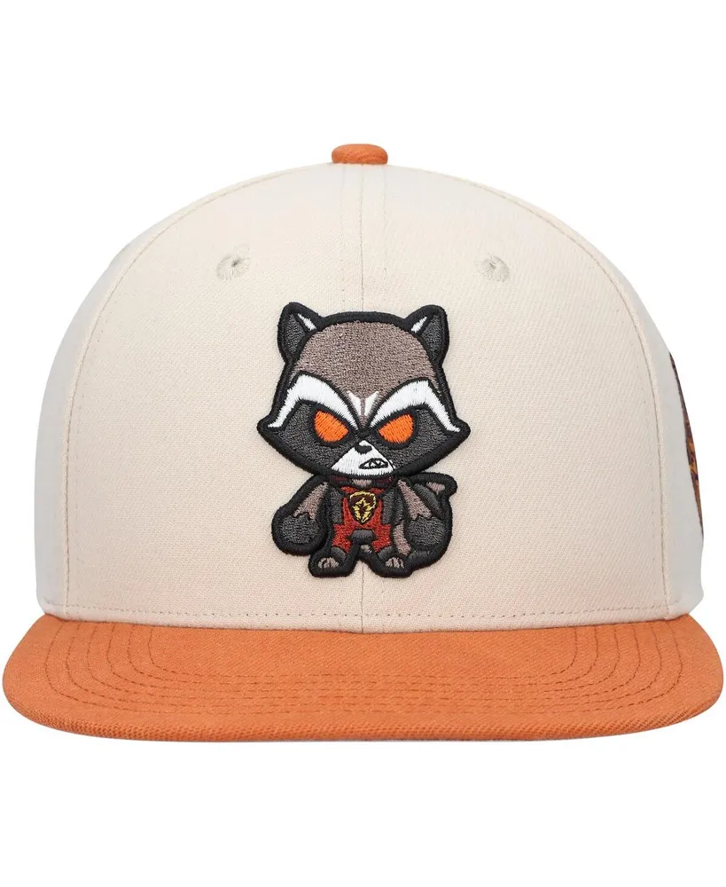 Big Boys and Girls Cream Guardians of the Galaxy Rocket Raccoon Character Snapback Hat