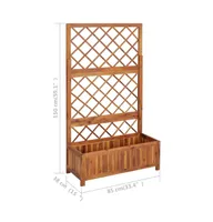 vidaXL Raised Bed with Trellis 33.5"x15"x59.1" Solid Acacia Wood