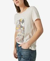 Lucky Brand Women's Cotton Queen Of Spades Boyfriend Tee