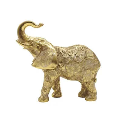 Fc Design 6.25"W Gold Thai Elephant with Trunk Up Statue Feng Shui Decoration Religious Figurine Home Decor Perfect Gift for House Warming, Holidays a