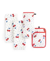 kate spade new york Cherry Dot Kitchen Towel, Oven Mitt Pot Holder 4-Pack Set,