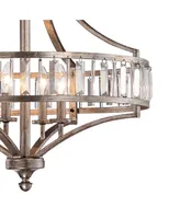 Vienna Full Spectrum Antique Soft Silver Pendant Chandelier 24" Wide Clear Crystal Glass Rod 4