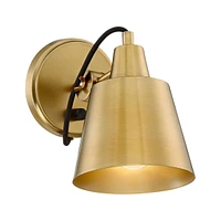 Possini Euro Design Capetown Modern Wall Sconce Lighting Warm Brass Gold Hardwired 5 3/4" Wide Fixture Up Down Swivel Head for Bedroom Bathroom Vanity