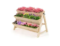 3 Tier Wooden Vertical Raised Garden Bed with Storage Shelf