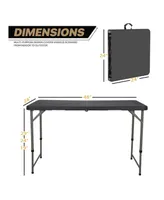 Sugift 4 Foot Folding Table Black Indoor Outdoor Folding Card Table