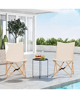 Bamboo Butterfly Folding Chair Set of 2 with Storage Pocket 330 Lbs Capacity