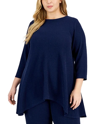 Jm Collection Plus Size Shiny Swing Top, Created for Macy's