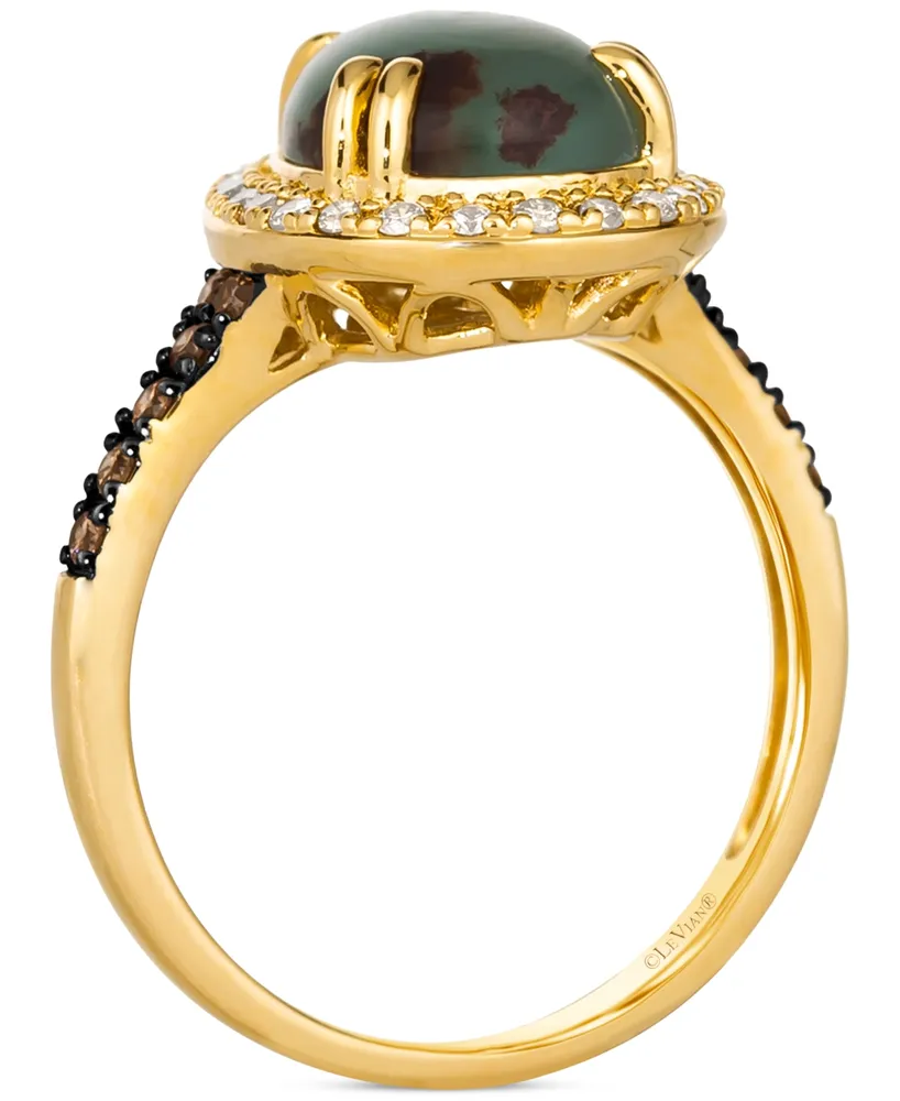 Le Vian Peacock Aquaprase (2-1/3 ct. t.w.) & Diamond (1/3 ct. t.w.) Pear Halo Ring in 14k Gold
