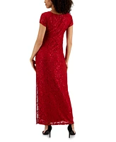 Connected Women's Sequined-Lace Maxi Dress