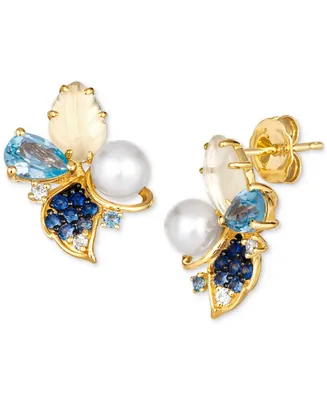 Le Vian Ombre Multi-Gemstone (2-1/5 ct. t.w.), Vanilla Pearl (5mm), & Vanilla Diamond Accent Cluster Stud Earrings