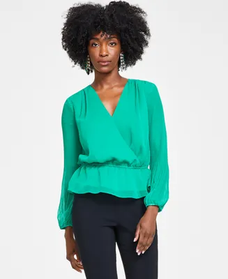I.n.c. International Concepts Petite Printed Surplice-Neck Top, Created for Macy's