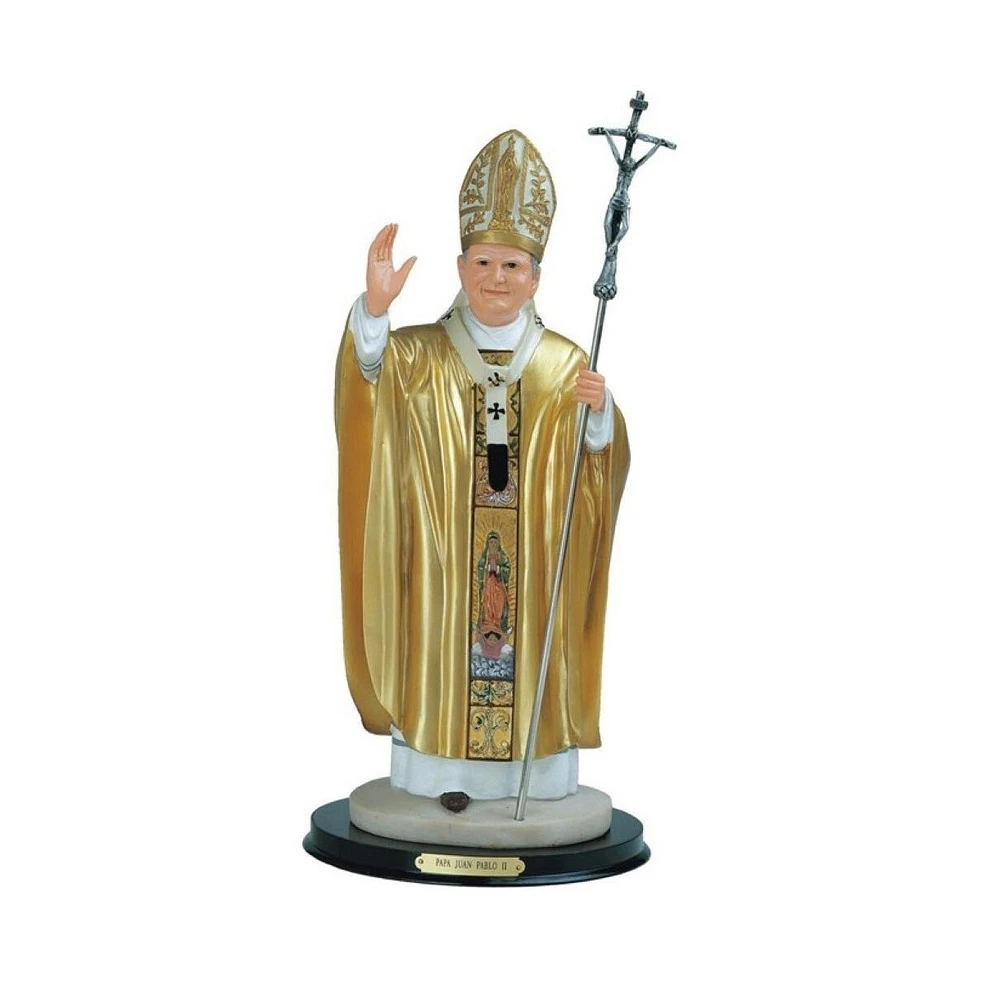 Fc Design 16"H Gold Pope John Paul Ii with Papal Ferula Crucifix Statue Holy Figurine Religious Decoration Home Decor Perfect Gift for House Warming,