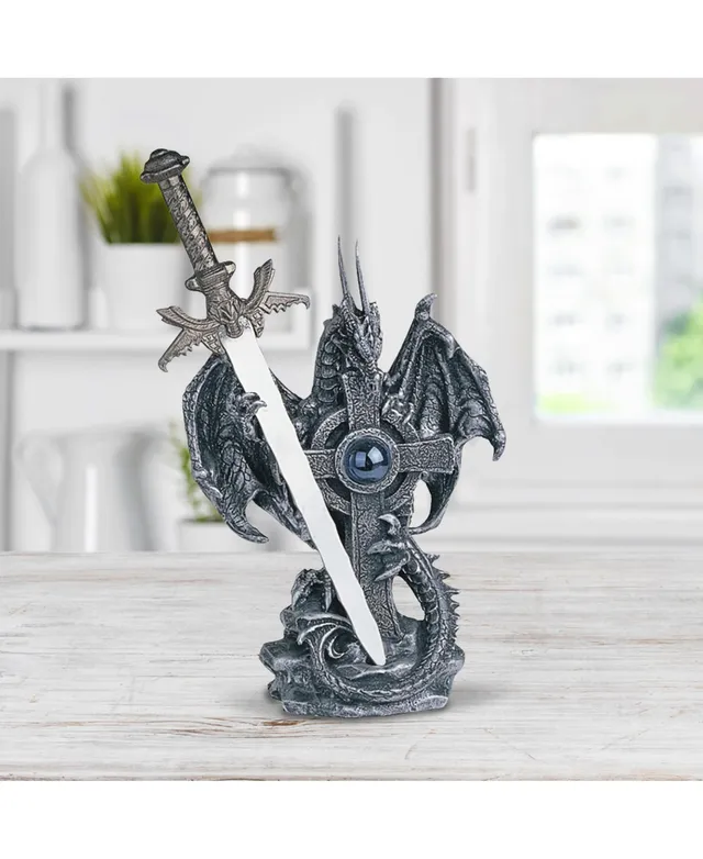 FC Design 10 in. H Medieval Silver Dragon with Shield and Sword Guardian  Statue Fantasy Decoration Figurine GSC9971337 - The Home Depot