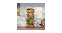 2-Tier Wooden Raised Garden Bed with Trellis-Orange