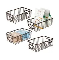 mDesign Small Metal Wire Food Storage Organizer Bin, 4 Pack - Bronze