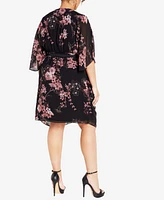 City Chic Women's Bold Blossom Wrap Dress