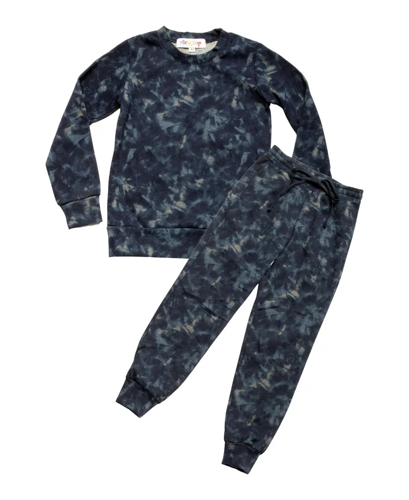 Mixed Up Clothing Big Boys Easy Pull-On Sweatpants Joggers and Sweatshirt,  2 Piece Set - Navy Tie