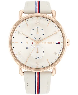 Tommy Hilfiger Women's Multifunction Beige Leather Watch 40mm