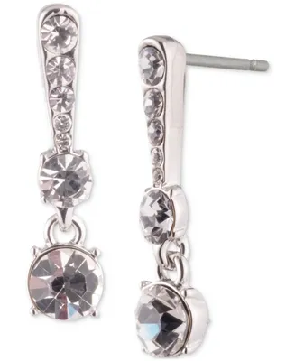 Givenchy Silver-Tone Stone & Crystal Bar Drop Earrings