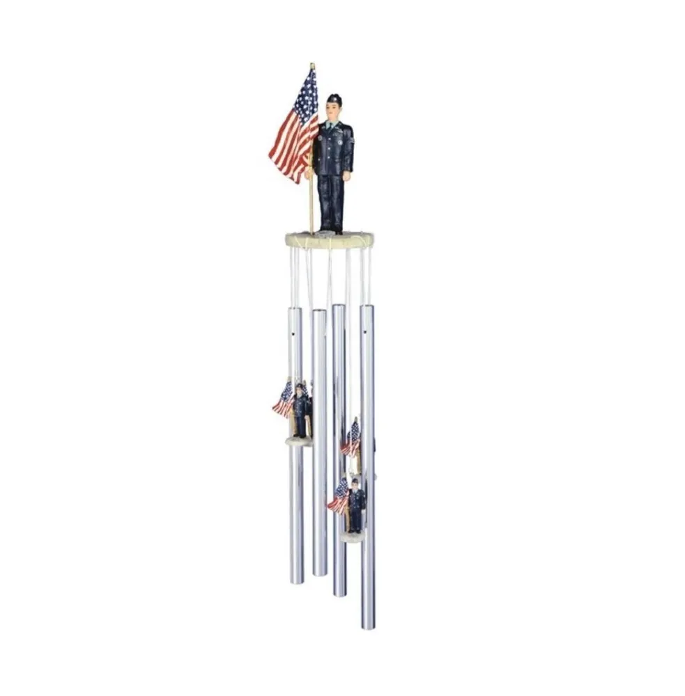 23" Long Us Air Force Us Flag Round Top Wind Chime