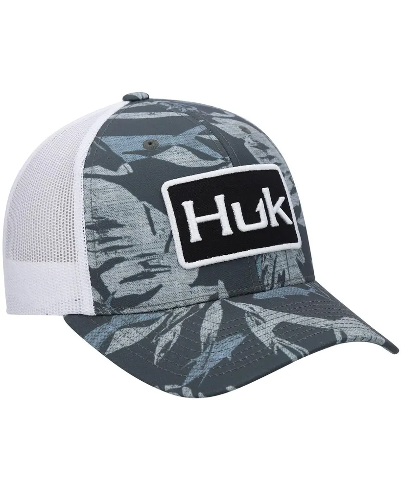Men's Huk Graphite Ocean Palm Trucker Snapback Hat