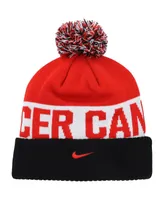 Men's Nike Black, Red Canada Soccer Classic Stripe Cuffed Knit Hat with Pom