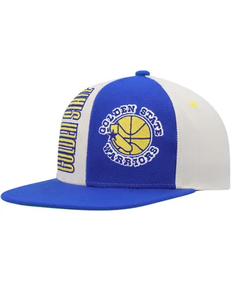 Men's Mitchell & Ness Cream, Royal Golden State Warriors Hardwood Classics Pop Snapback Hat