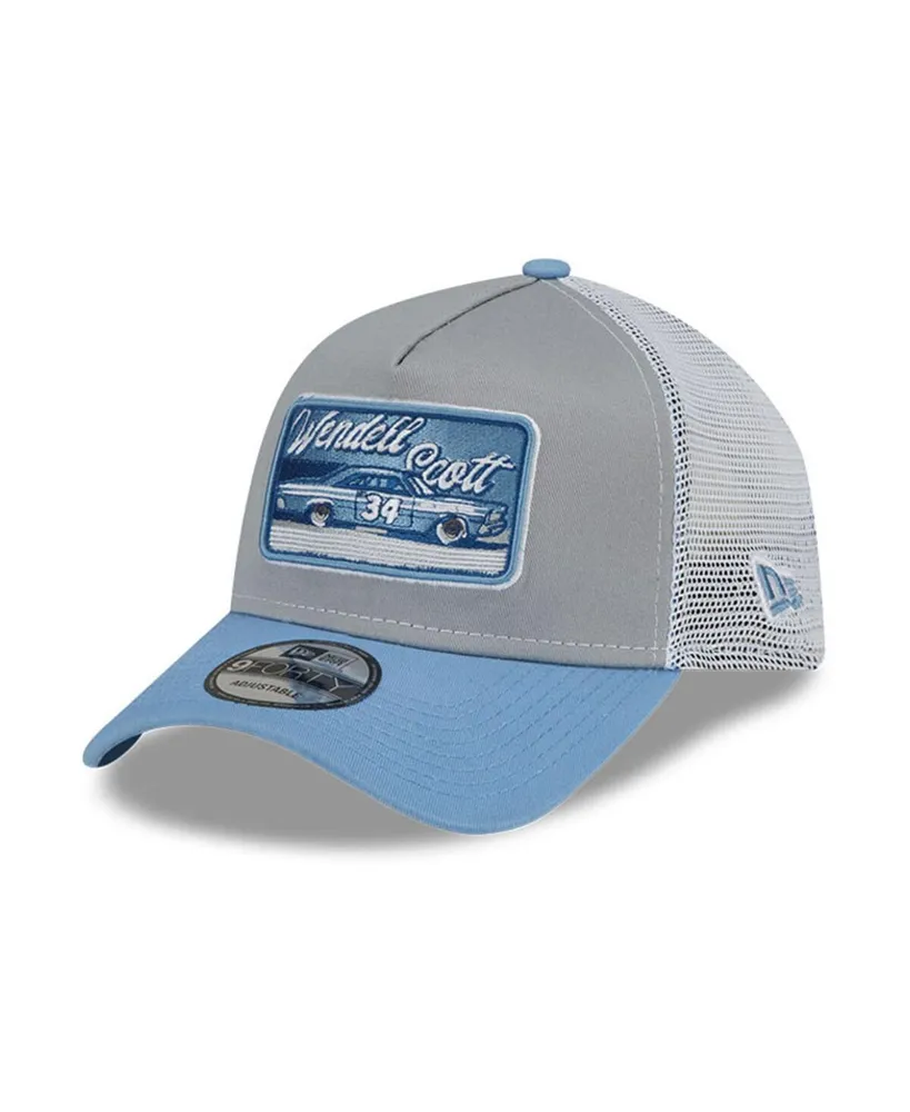 Men's New Era Light Blue, Gray Wendell Scott Legends 9FORTY A-Frame Trucker Snapback Adjustable Hat