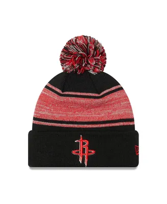 Men's New Era Black Houston Rockets Chilled Cuffed Knit Hat with Pom