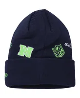 Big Boys and Girls New Era College Navy Seattle Seahawks Identity Cuffed Knit Hat