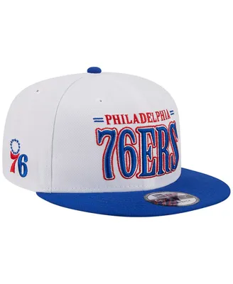 Men's New Era White Philadelphia 76ers Team Stack 9FIFTY Snapback Hat