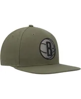 Men's '47 Brand Olive Brooklyn Nets Ballpark Camo Captain Snapback Hat