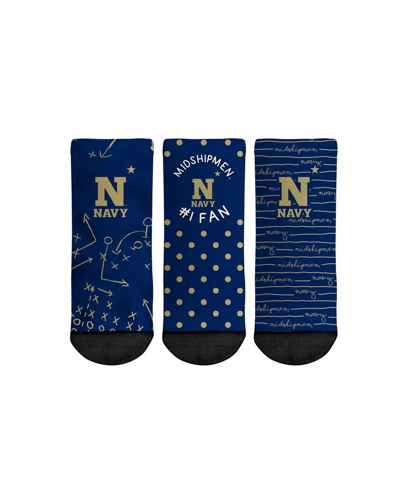 Toddler Boys and Girls Rock Em Socks Navy Midshipmen #1 Fan 3-Pack Crew Socks Set