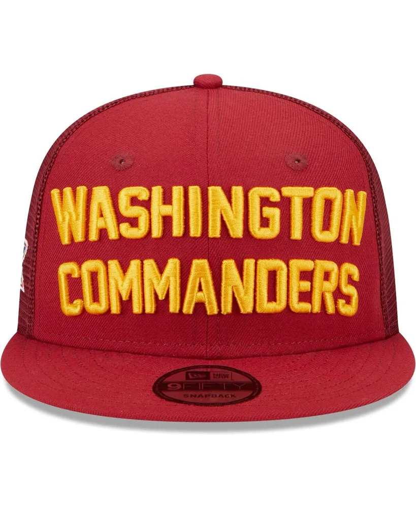 Men's New Era Burgundy Washington Commanders Stacked Trucker 9FIFTY Snapback Hat