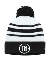 Men's New Era White, Black Trackhouse Racing Team Collection Cuffed Knit Hat with Pom