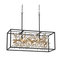 Possini Euro Design Carrine Black Painted Gold Linear Pendant Chandelier 38 1/2" Wide Modern Clear Crystal 8-Light Fixture Dining Room House Foyer Ent