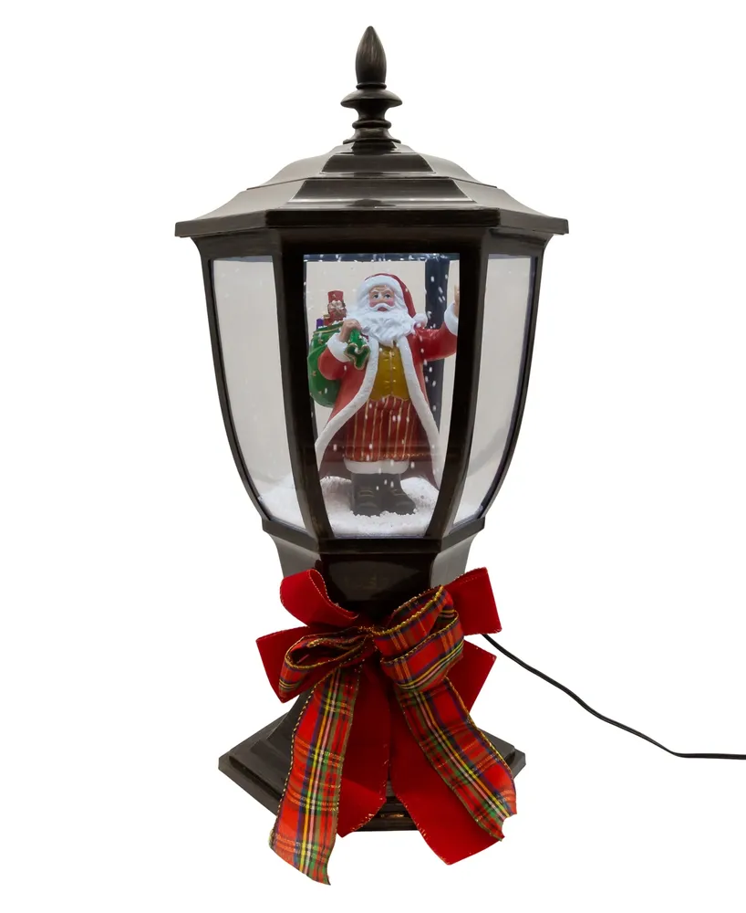 Kurt Adler 21" Illuminated Santa Lamp Post with Snow Accent