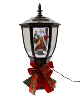 Kurt Adler 21" Illuminated Santa Lamp Post with Snow Accent