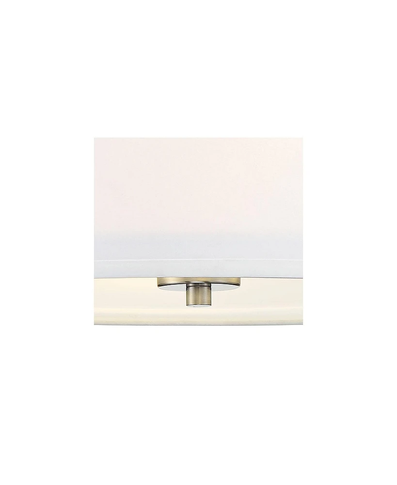 Carina Brushed Nickel Drum Pendant Chandelier Light Fixture 20" Wide Modern White Linen Shade for Dining Room House Foyer Entryway Kitchen Bedroom Liv